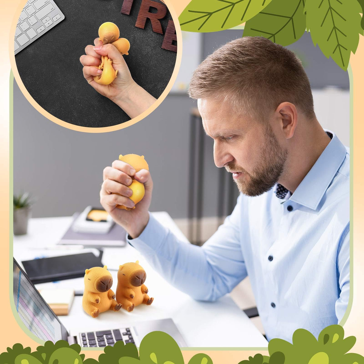 Meooeck capybara squeeze toy, pocket-friendly handheld size for on-the-go stress relief.