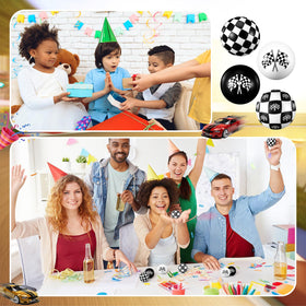 Close-up of the checkered pattern stress ball for sensory play