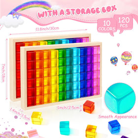 Meooeck colorful acrylic cubes glow under light for engaging sensory play.