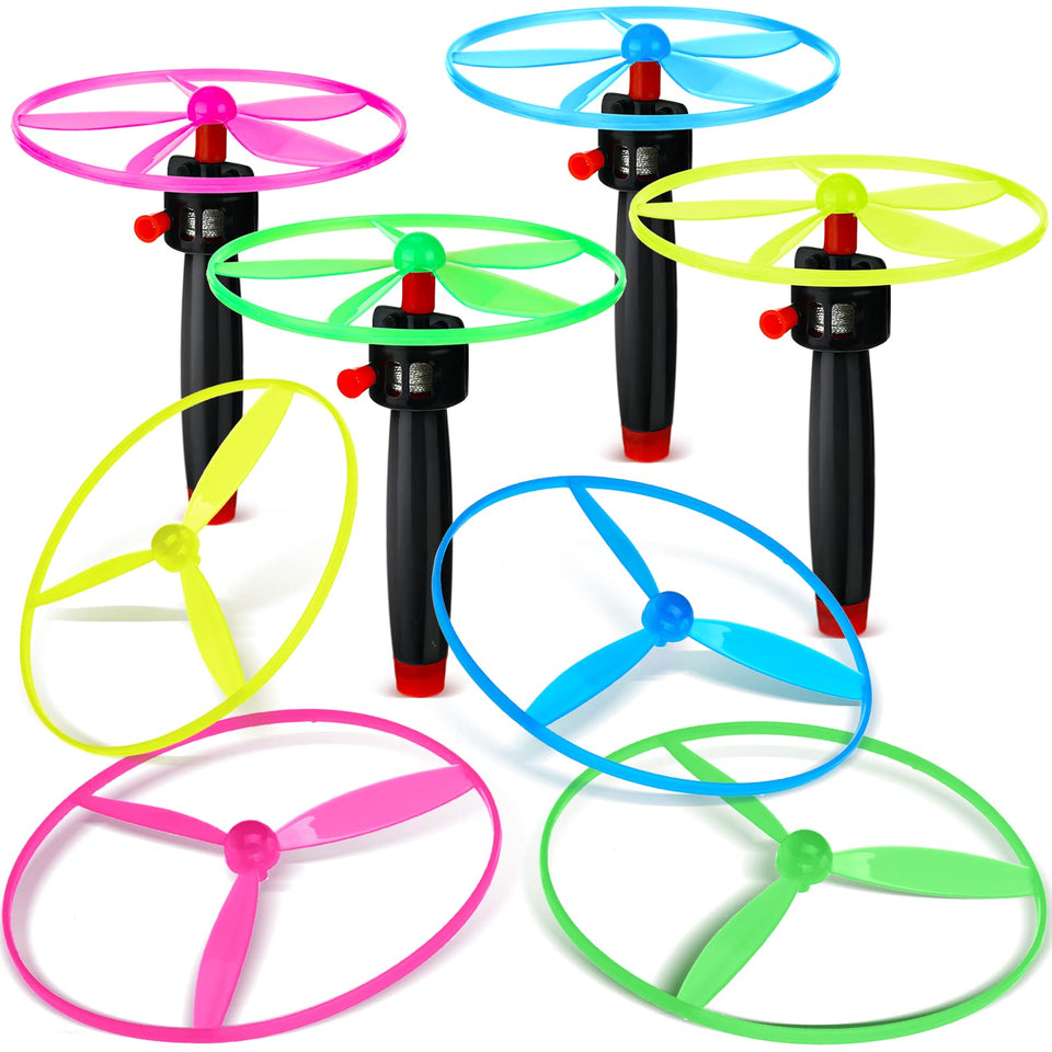 Meooeck disk helicopter launchers for quick outdoor play sessions.