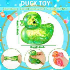 Meooeck glitter duck stress ball close-up showing glitter texture
