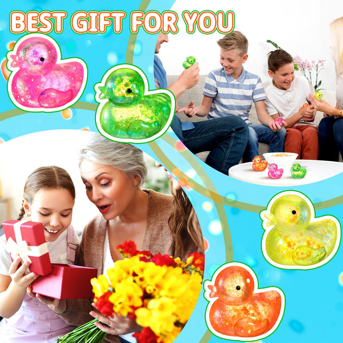 Meooeck duck stress relief toy shown as a party favor