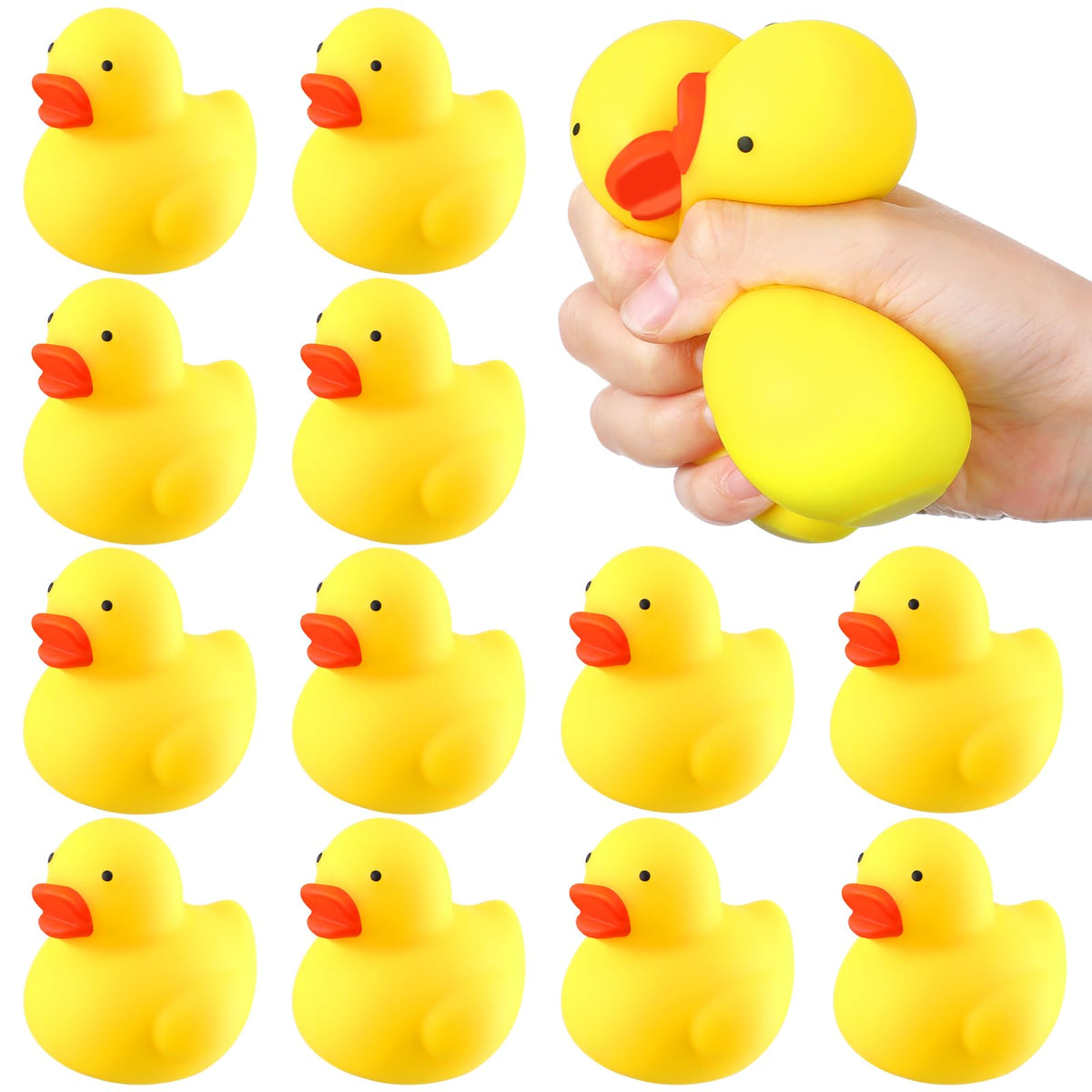 Meooeck duck stress relief toy pack on table, perfect party favors.