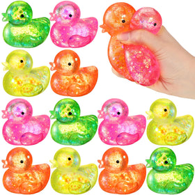 Meooeck duck stress relief toys in a 12-pack packaging, ideal for events