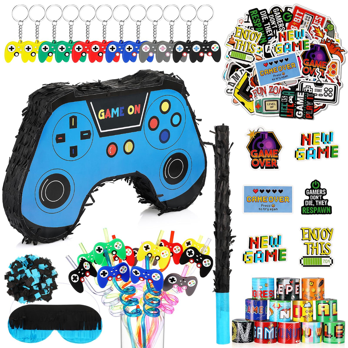 Meooeck game controller pinata hanging as a vibrant gamer party decor