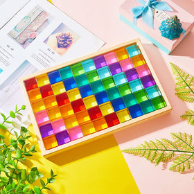 Meooeck gift-ready rainbow cube set for birthdays and classrooms.