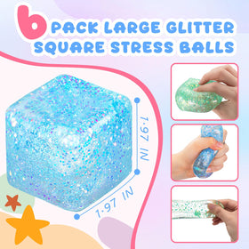 Meooeck blue glitter ice cube stress ball supports focus during work.