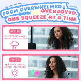 Meooeck pink glitter ice cube stress ball offers mindful breaks.