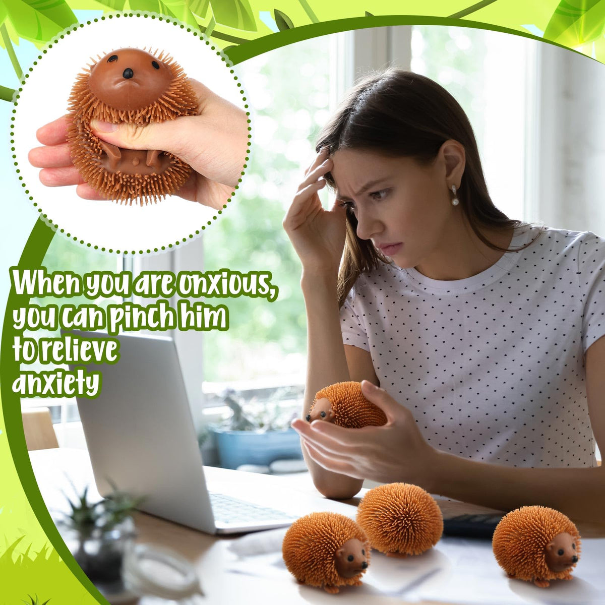 Meooeck hedgehog stress toy handheld size fits palm for squeeze and focus