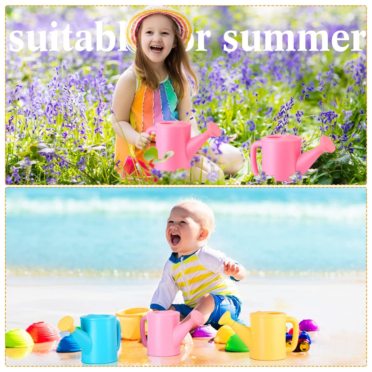 Meooeck set of 6 kids watering cans supports diverse play at home and outdoors.