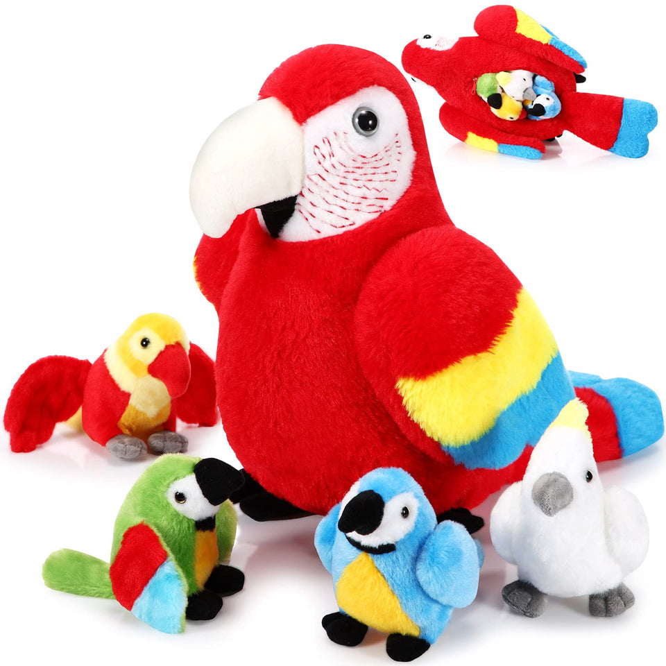 Meooeck macaw mother parrot plush, 13-inch cuddle companion