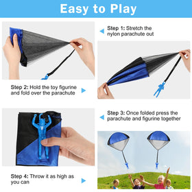 Meooeck parachute toy in air during a high-throw moment
