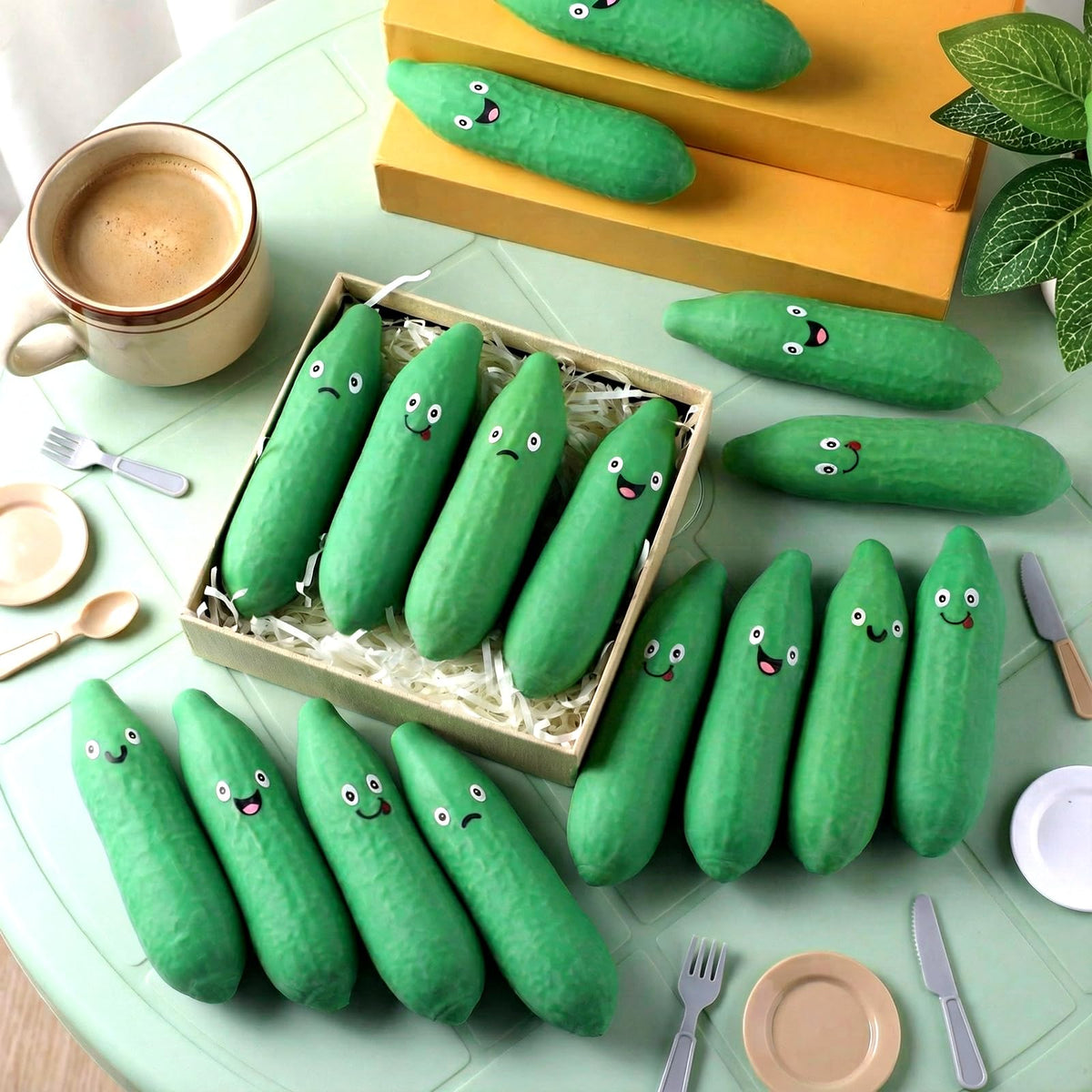 Meooeck pickle decor doubles as a quirky conversation starter.