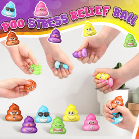 Meooeck poop stress ball held in hand for portable fidget on the go