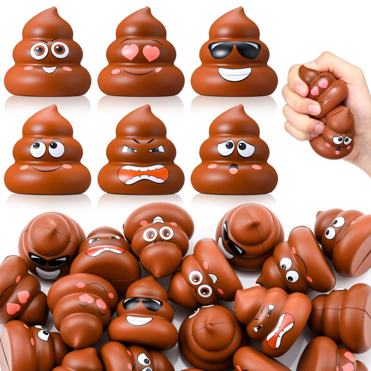 Meooeck poop stress ball 24-pack brown provides portable stress relief and playful pranks.