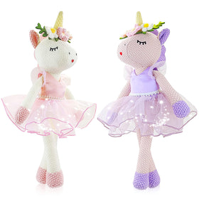 Meooeck unicorn ballerina doll purple with removable dress for imaginative play