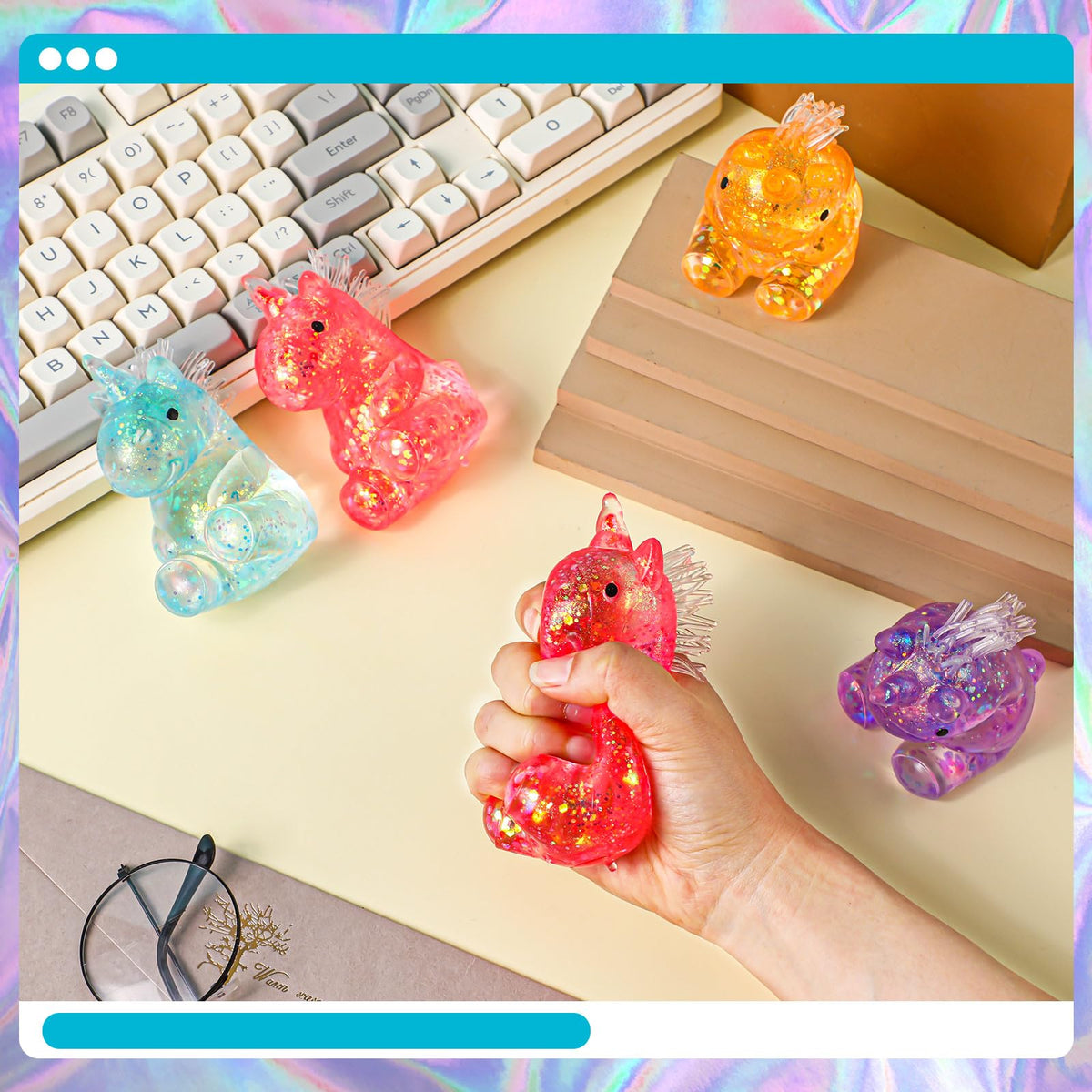Meooeck unicorn office desk accessory keeps hands busy during work breaks.