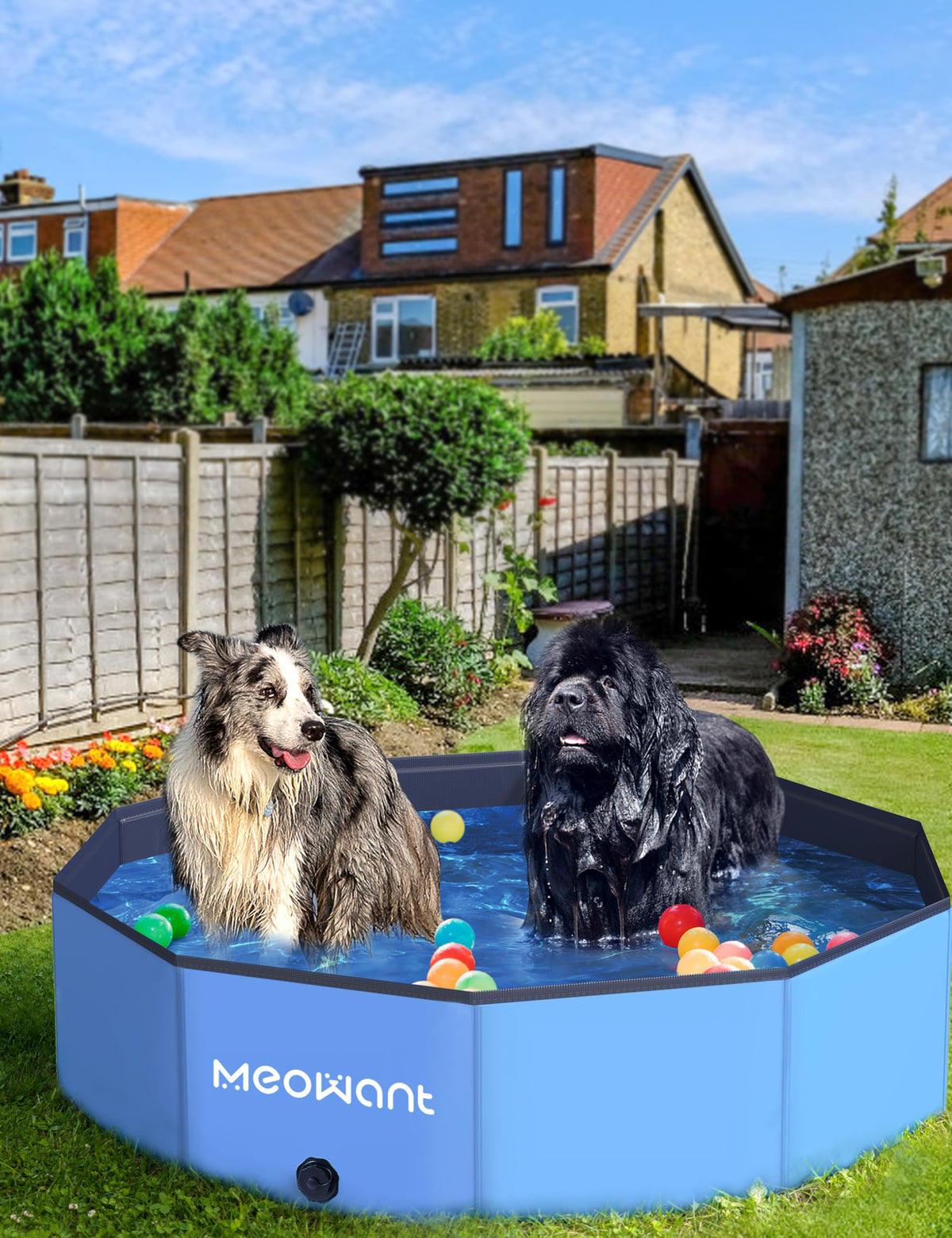 Meowant foldable dog pool size 48x12 inches suitable for large dogs.
