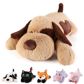 Meowtastic brown weighted dog plush 22-inch providing comforting weight for cozy nights