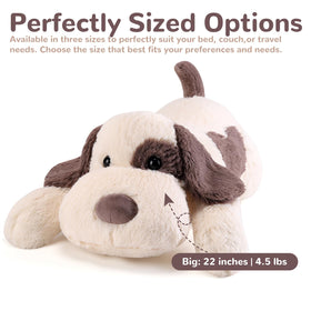 Meowtastic adorable face weighted dog plush ideal bedtime companion.