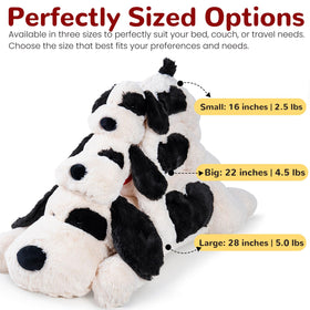 Meowtastic weighted dog plush pillow form suitable for naps and lounging.