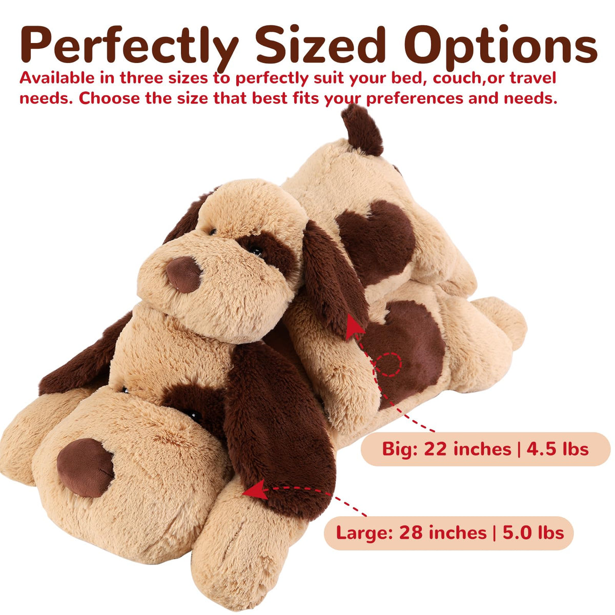Meowtastic huggable weighted dog on couch highlights soothing comfort for evenings