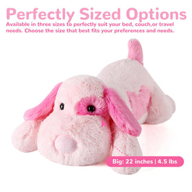 Meowtastic pink dog weighted stuffed animal closeup fur soft and inviting