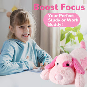 Meowtastic pink dog weighted stuffed animal gift-ready packaging