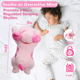 Meowtastic pink dog weighted stuffed animal side view ideal for cozy bedtime snuggles