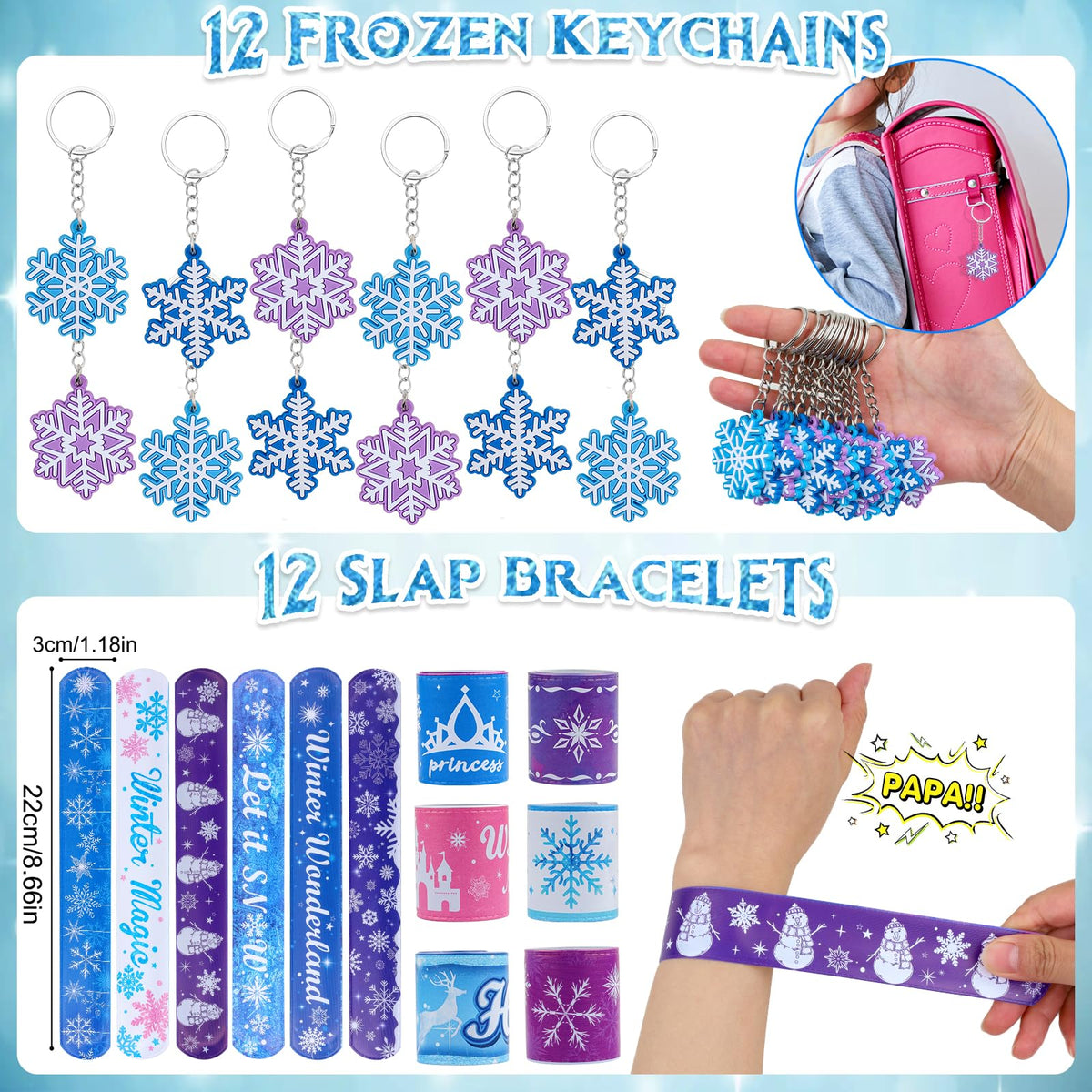 Mepmela Frozen keychains as keepsakes for guests.