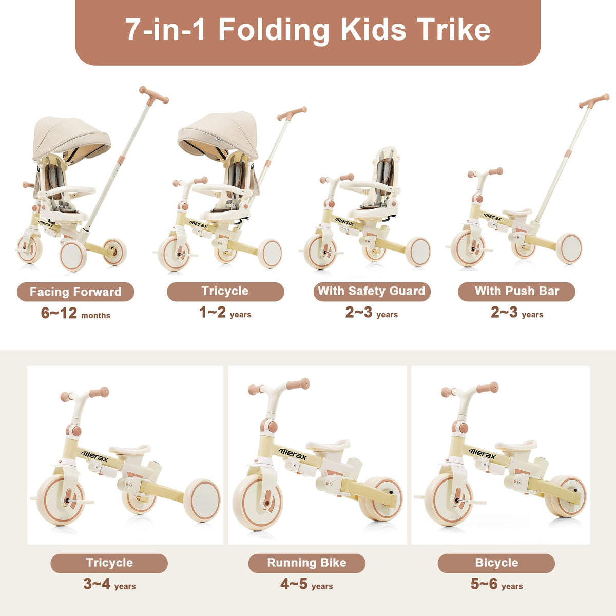 Merax push-handle rotation enables parent-controlled steering for safer riding