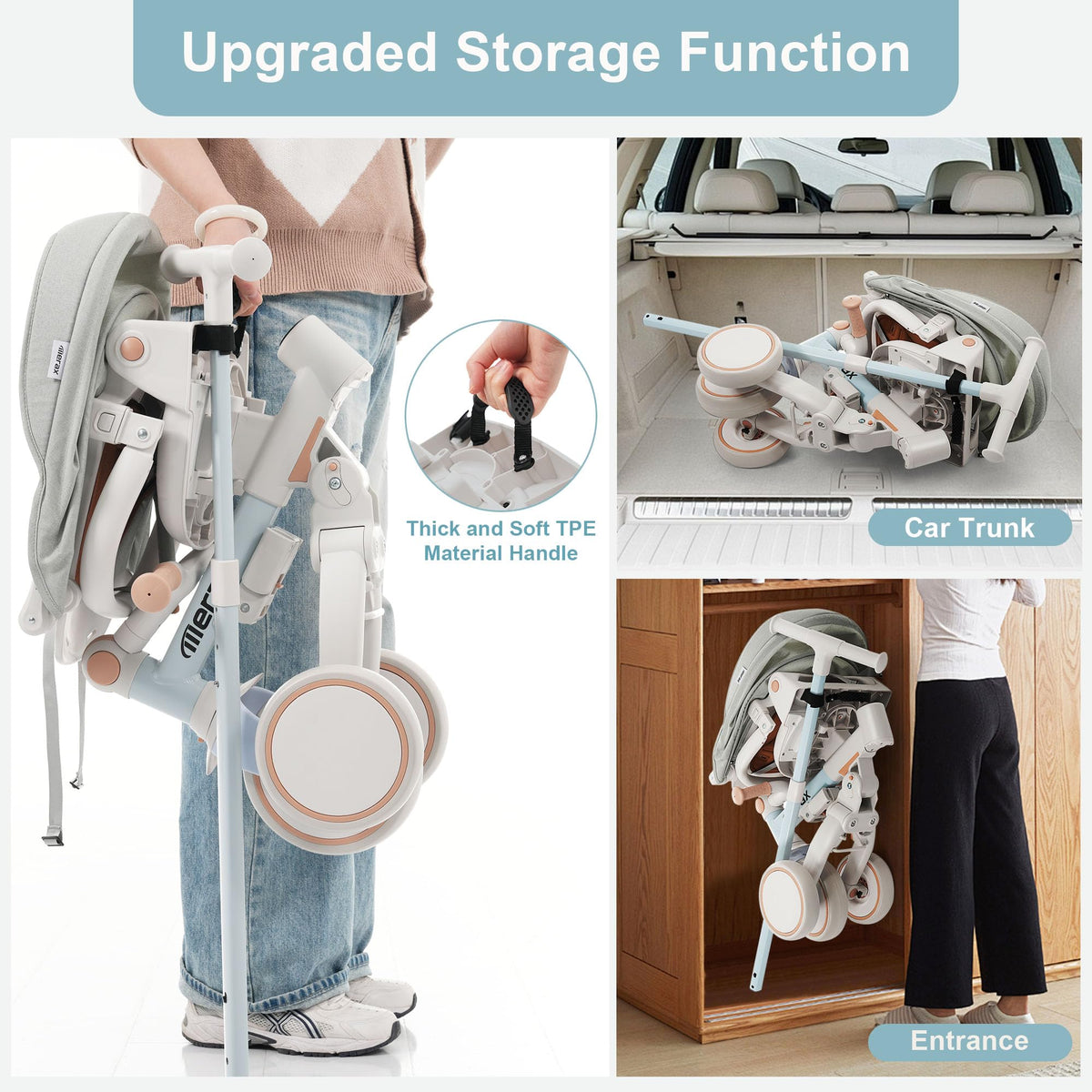 Merax adjustable push handle enables easy steering and supervision.