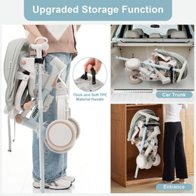 Merax adjustable push handle enables easy steering and supervision.