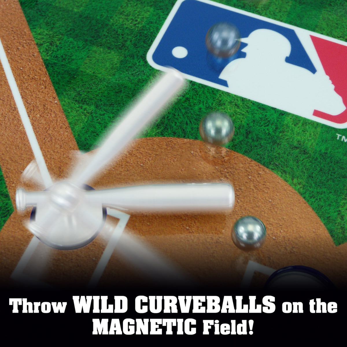 MLB Slammin' Sluggers magnetic pitching system delivers fast and curve pitches