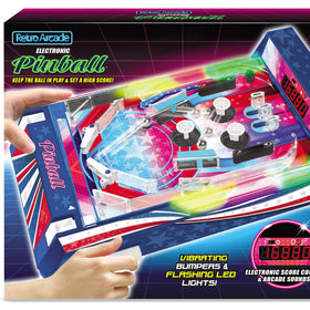 Merchant Ambassador Retro Arcade Electronic Pinball tabletop with kids enjoying a quick game.
