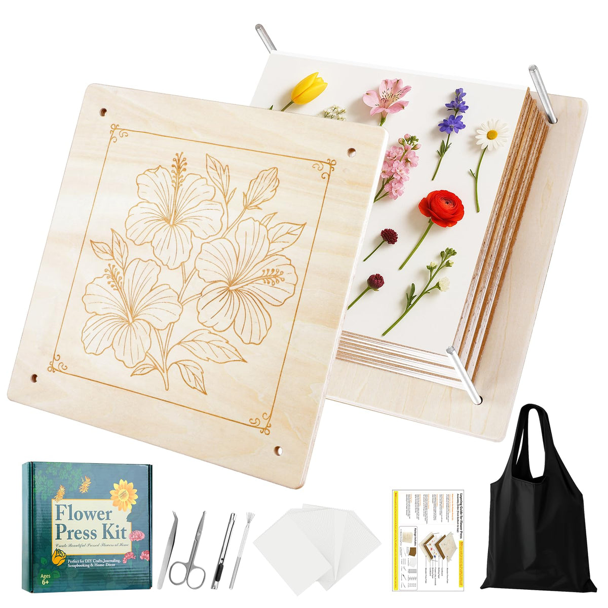 MeRGBWLife flower press 11x11 inch in action with large blooms for crafts