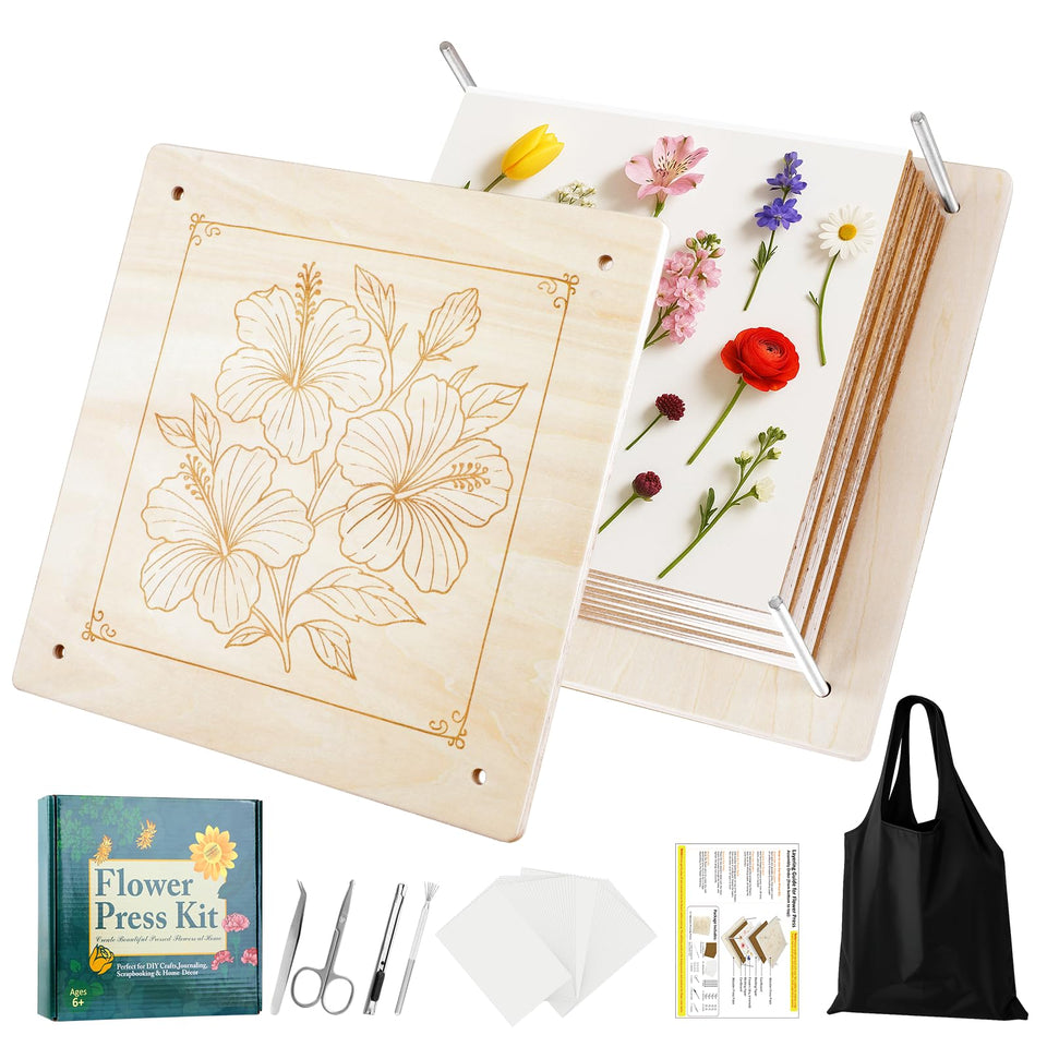 MeRGBWLife flower press 11x11 inch in action with large blooms for crafts