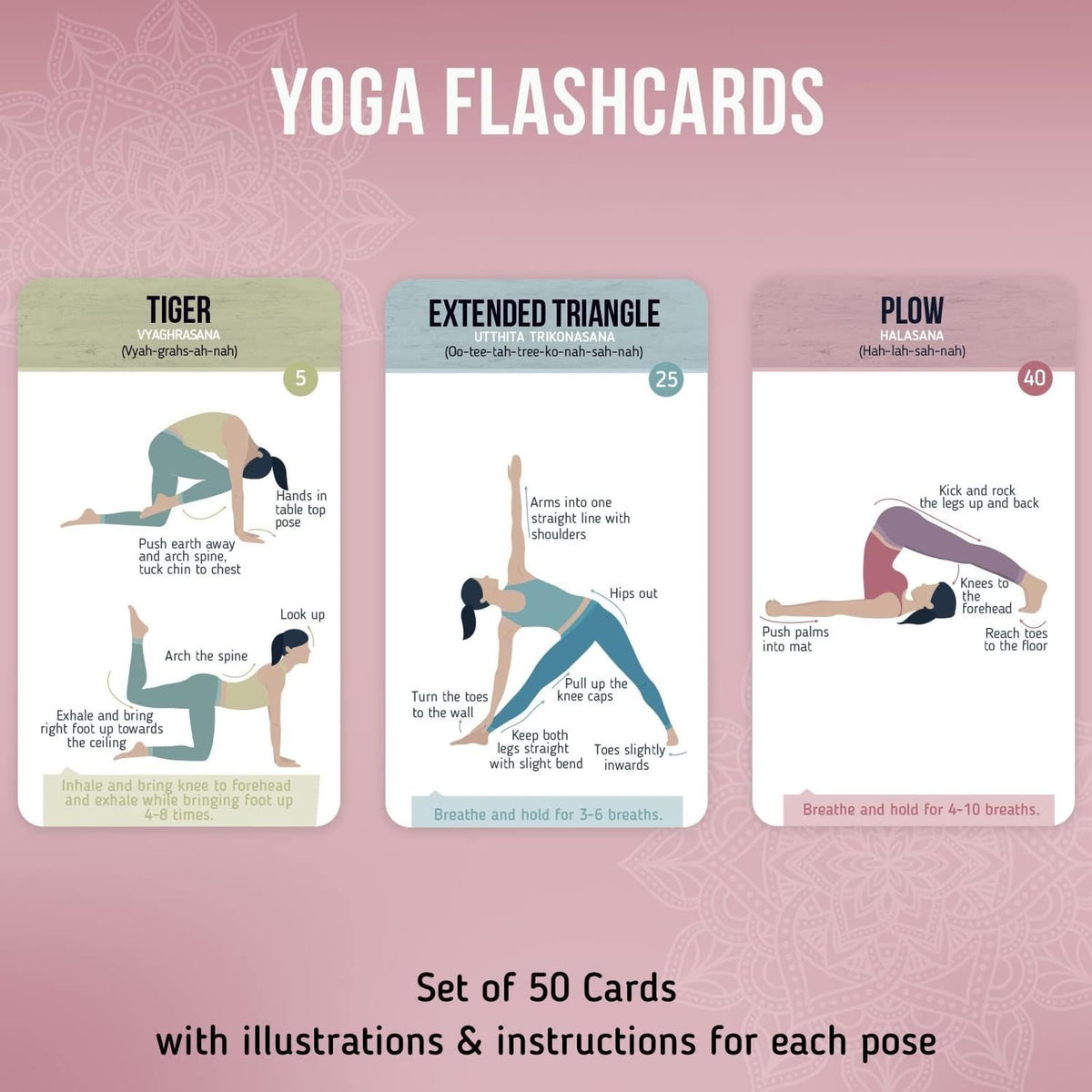 Merka Yoga Cards with Sanskrit names for learning pose labels