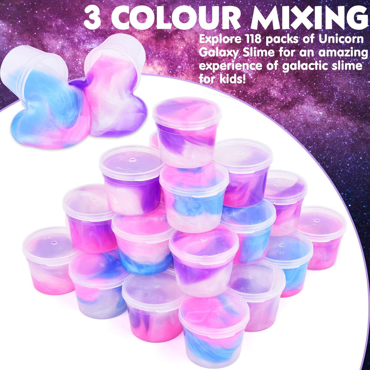 MermaidSlime galaxy slime colors pink, purple, blue, white spark imaginative play