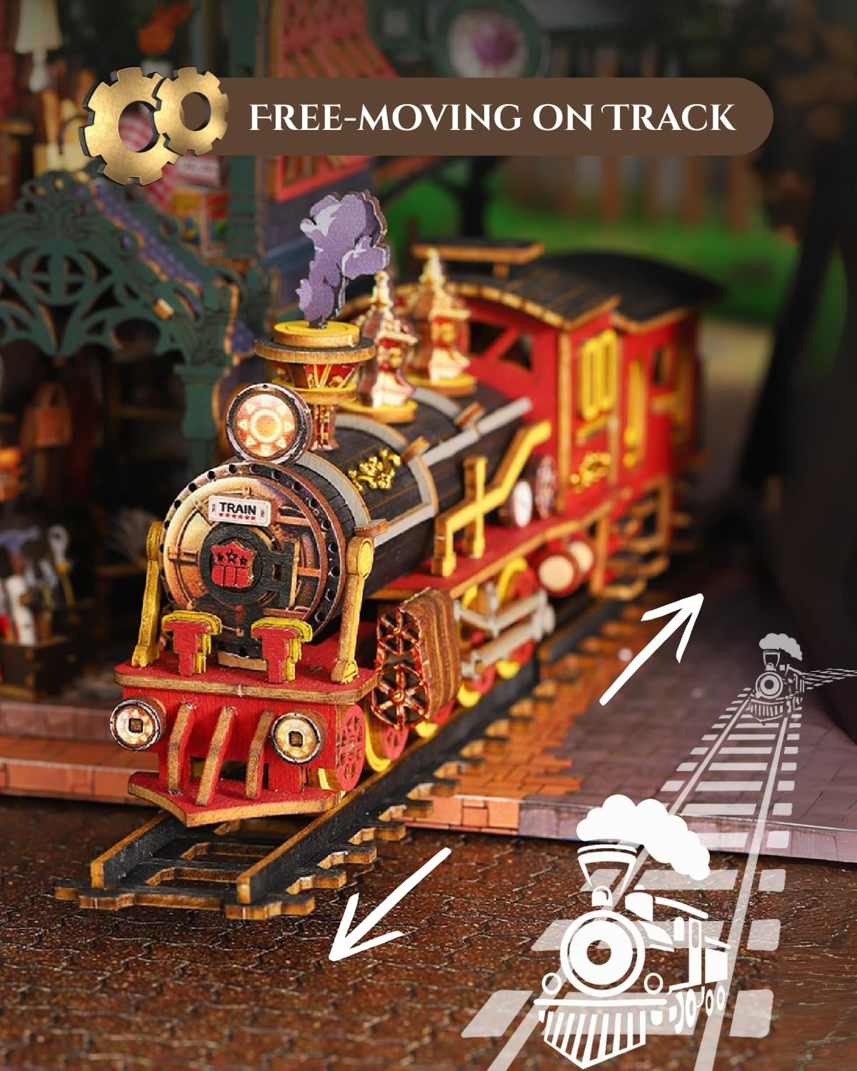 Merrifete Steampunk Train Station front view showing towers and arches for display