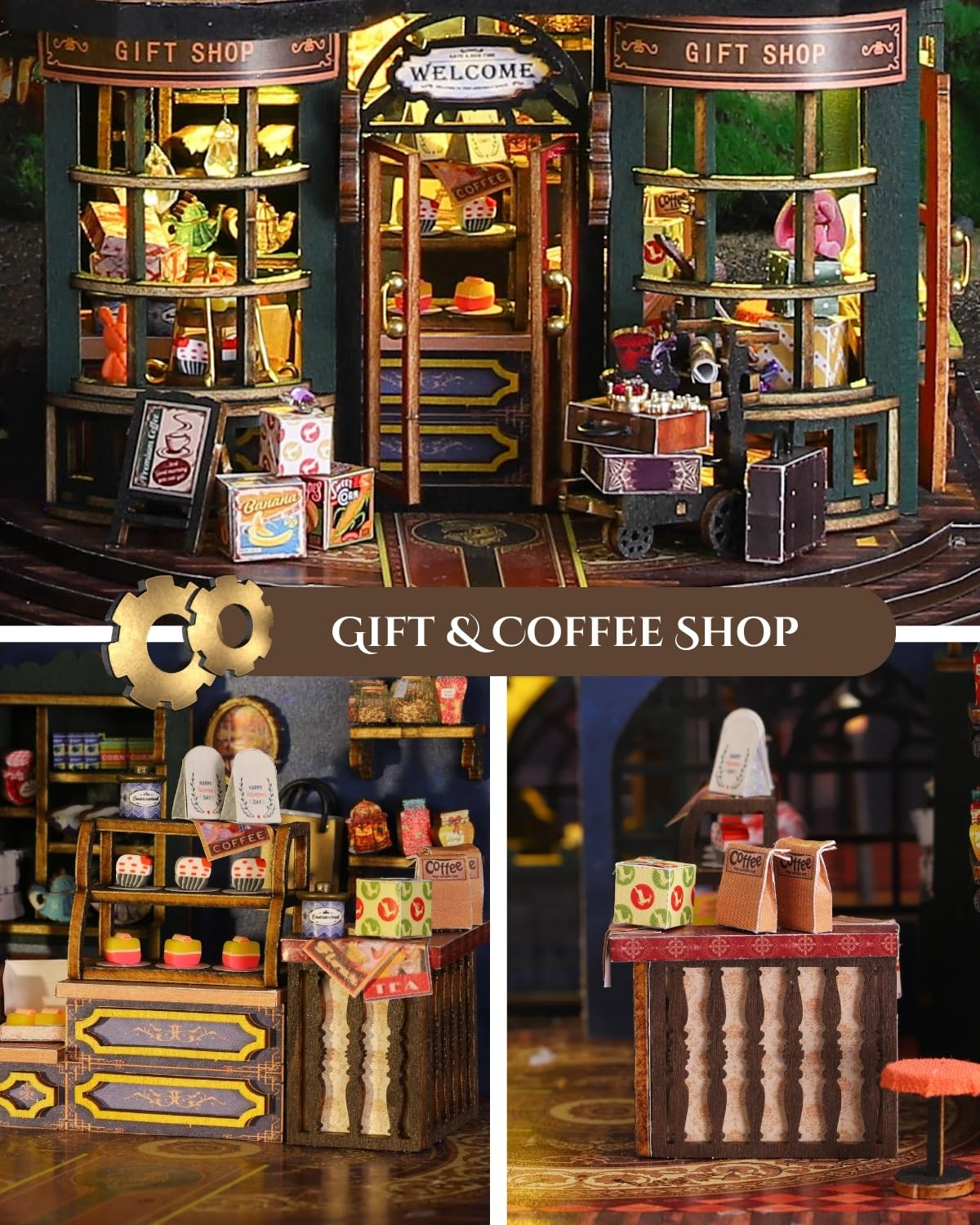 Merrifete Steampunk Train Station interior view reveals detailed town scene