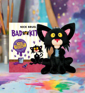 MerryMakers Bad Kitty 11-inch plush close-up of eyes enhances imaginative play