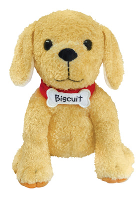 MerryMakers Biscuit plush doll, 10-inch yellow, ideal cuddle companion for story time.