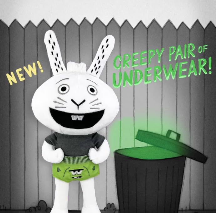 MerryMakers Jasper Rabbit with removable glow-in-the-dark underwear for interactive nighttime fun.