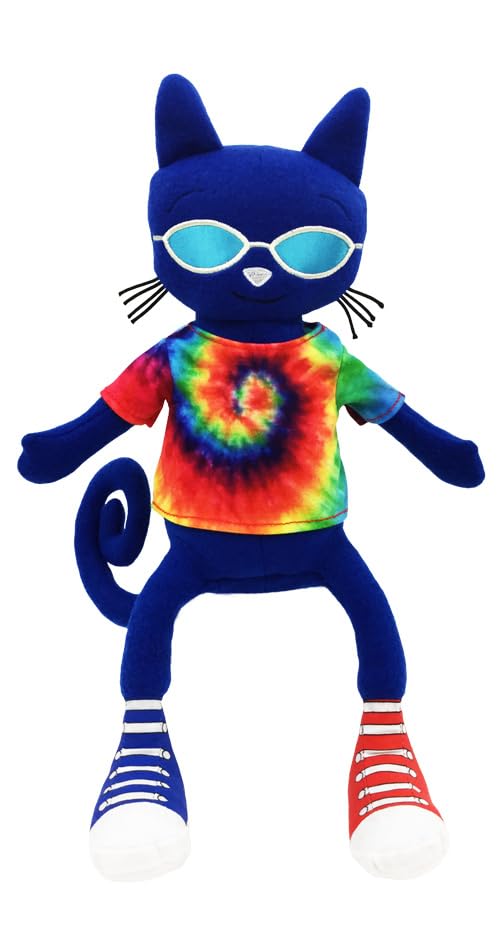 MerryMakers Pete the Cat Gets Groovy doll in embroidered sunglasses enhances storytelling fun.