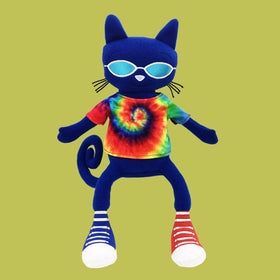 MerryMakers Pete the Cat Gets Groovy doll wearing tie-dye shirt inspires imaginative play.