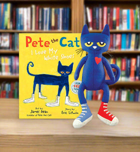 Gift-ready packaging for Pete the Cat plush doll.