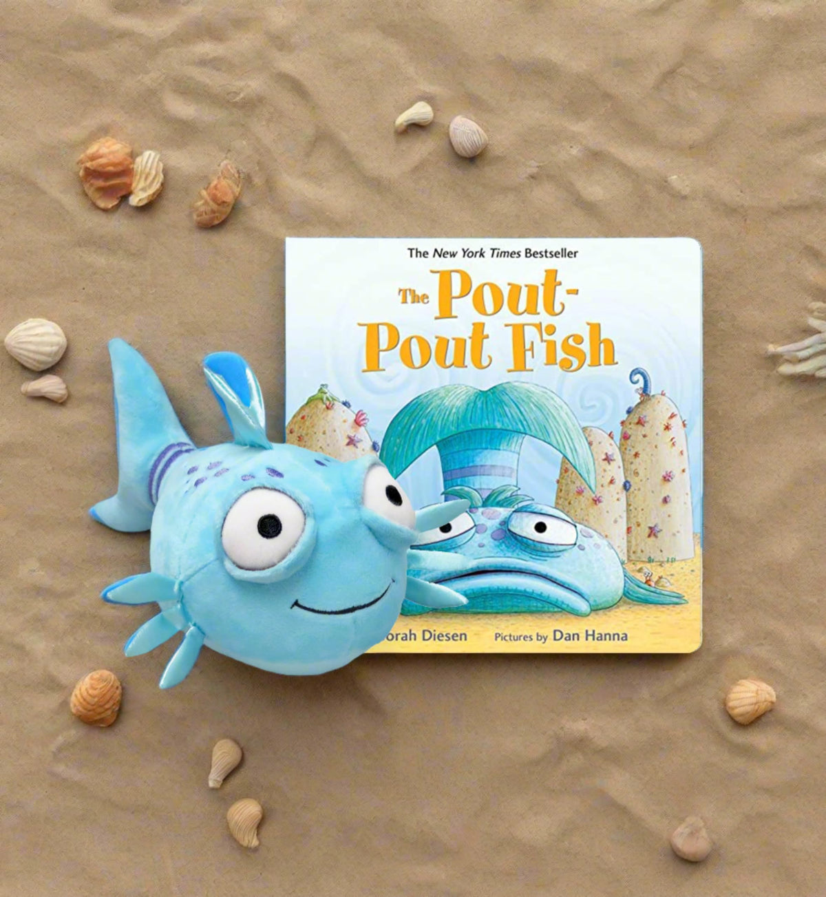 MerryMakers Pout-Pout Fish doll close-up smiling face, inviting cuddle and imaginative play.