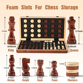 MerryPony dual-game set supports chess and checkers for versatile play sessions.