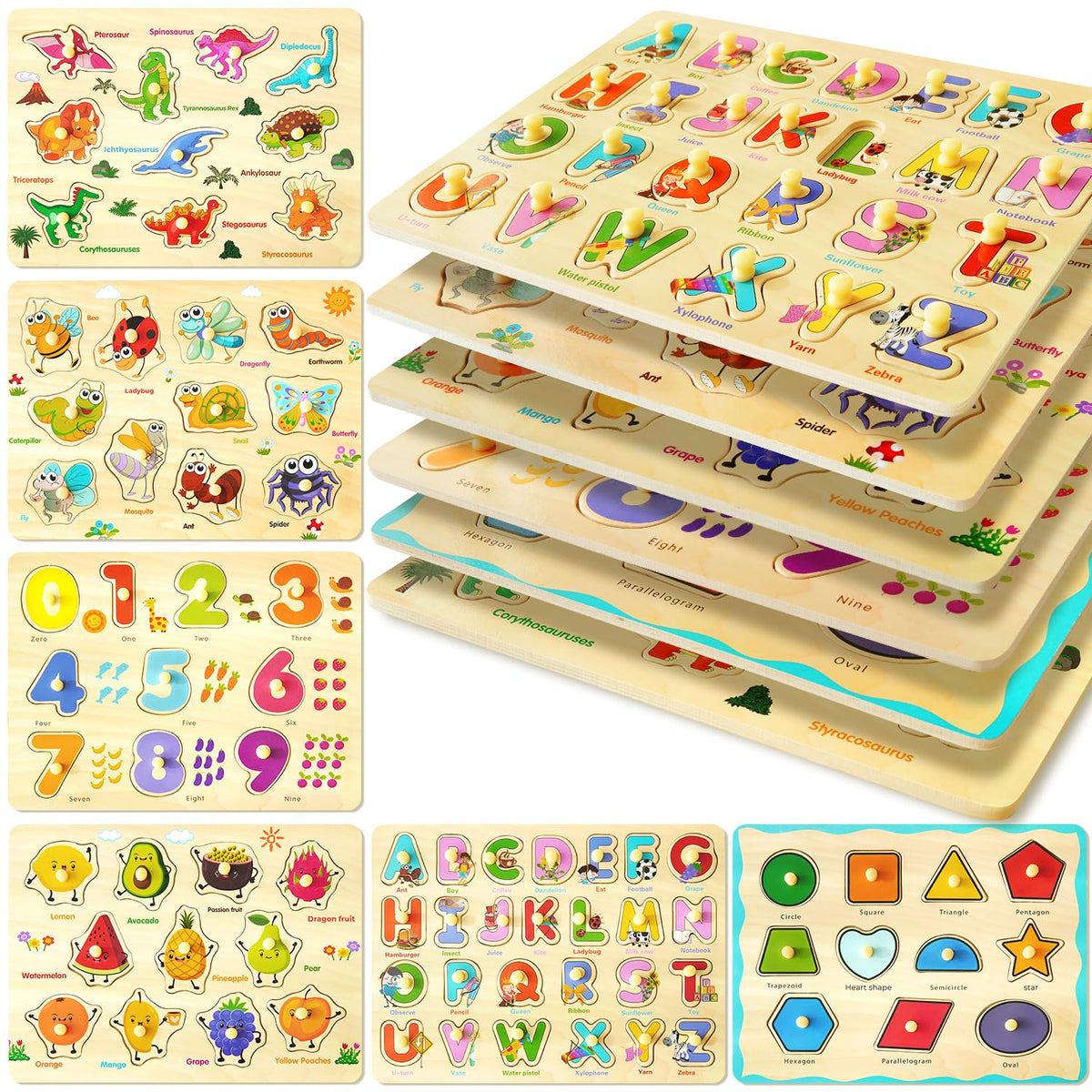 MerryPony alphabet peg puzzle enhances early literacy and coordination.